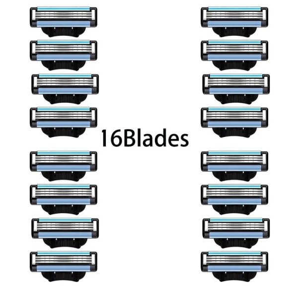 3-teräinen partahöylä, ruostumattomasta teräksestä valmistettu miesten manuaalinen partahöylä, retro märkäpartahöylä, uudelleenkäytettävä partahöylä 16 terällä 16Blades