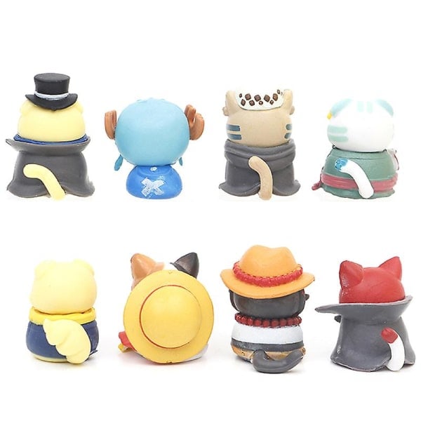 One Piece Kattemodel Håndlavet Cosplay Bilpynt Twisted Egg Blind Box Dukke -ES Multifarvet 8 stk