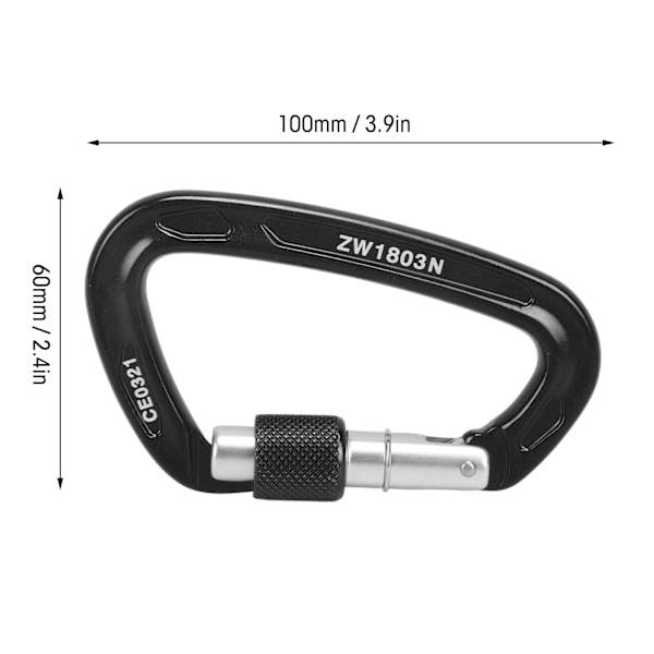 Typ Karabiner Lätt att Ansluta Säker Hållbar Anti Slip Flygplans Aluminium Karabiner Svart