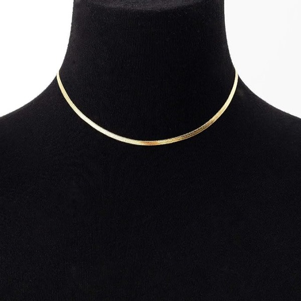 Fiskbensmönster för kvinnor Kedja Choker Delikat Snake Chain Halsband Rostfritt stål Nickelfri Gyllene