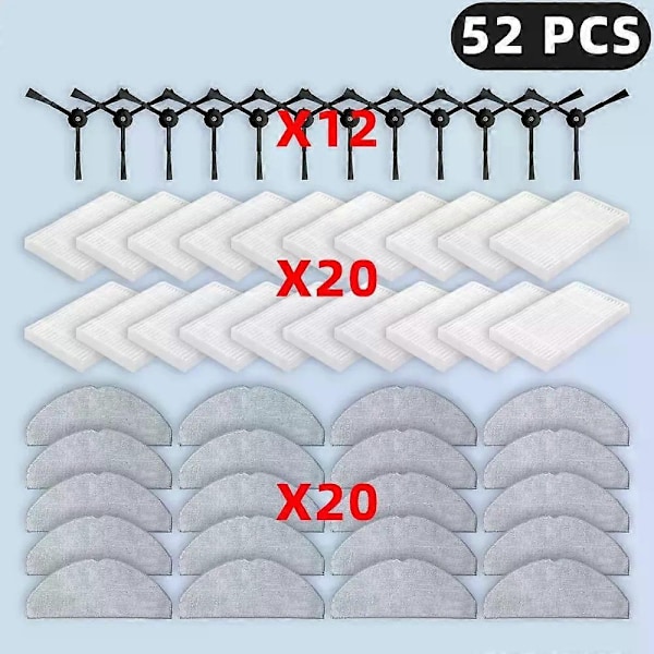 Koskee (TP-Link Tapo RV30 Max Plus / RV20 Max Plus) varaosia, suodatin, sivuharja, moppiliina, pölypussi, tarvikkeet Set O