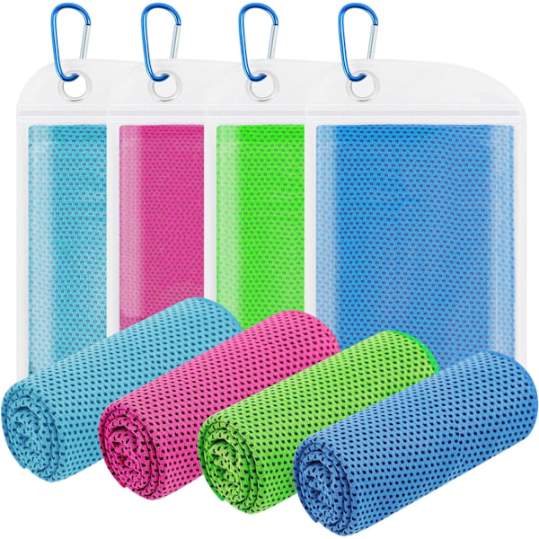 4-Pack Cooling Towels (40"x12"), Neck and Face Cooling Towels, Gym Towel for Exercise, Soft Breathable Microfiber