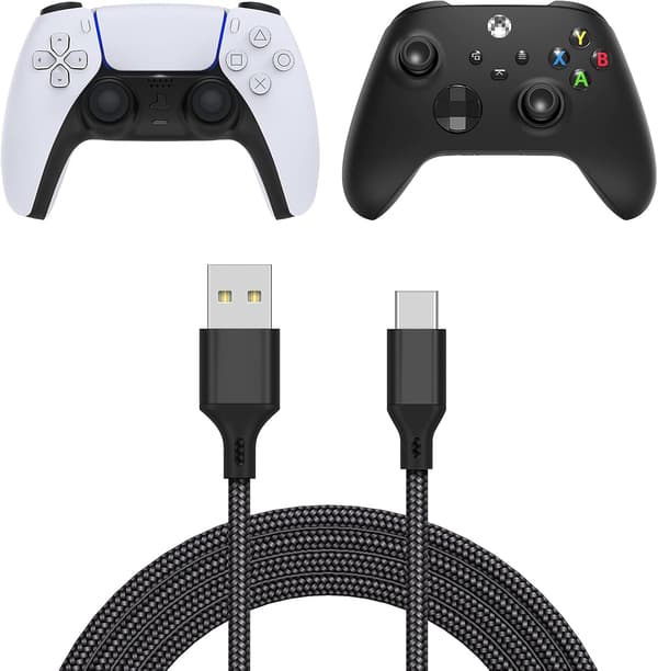 (3 kpl) 2M - USB - Pikalatauskaapeli Erittäin pitkä PS4/PS5/XBOX(yh)