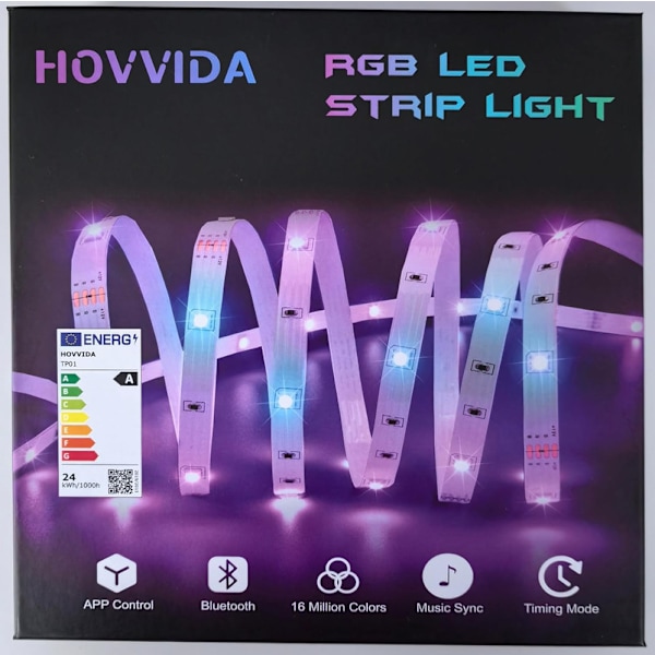 LED-Strips 20M, RGB 5050 LED-Strips, 30 LED'er / Meter, App og Fjernbetjening,