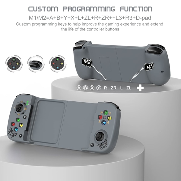 Trådløs controller til Android, iPhone, Bluetooth gamepad joysticks til Samsung Galaxy 22/21/20, iPhone 14/14 Plus/14 Pro/14 Pro Max/13 Pro Max, COD Grey