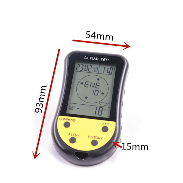 Elektronisk altimeter, termometer Elektronisk navigations termometer GPS kompas Vejrudsigt barometer med LED baggrundsbelysning Multifunktionsmåler