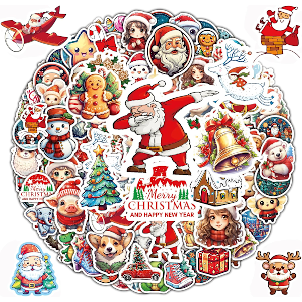 100 Pcs Christmas Stickers, Merry Christmas Vinyl Stickers for Kids, Funny Christmas Holiday Stickers for Water Bottles