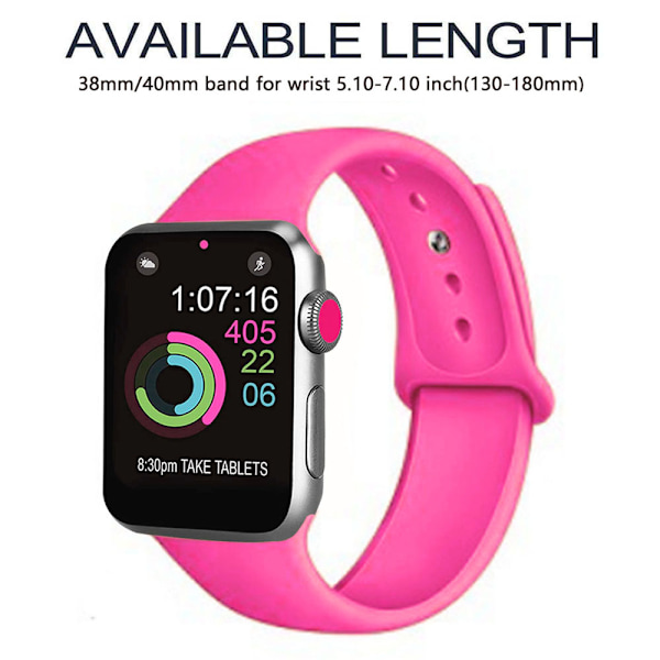 C-model - Silikonerem til Apple iWatch - 38/40mm Small - Barbie Pink