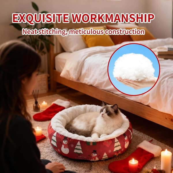 Kattekurv - katteseng - Gemmested til katte - Sovepose til katte - Blød og varm fleece vintersovepose til jul - 360° wrap - Sød