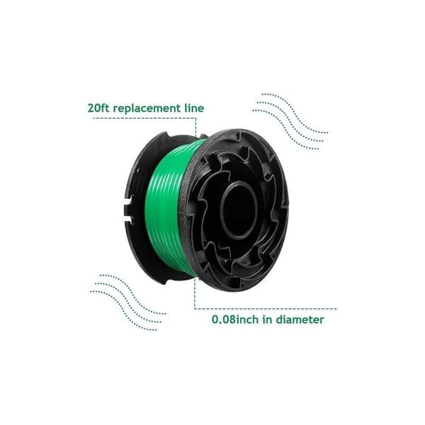 Pakke med 6 spoler med tråd for Black and Decker GL7033, GL8033, GL9035 gresstrimmer, 6 m,