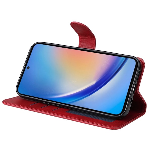 SKALO Samsung A35 5G PU Læder Wallet Case - Flere Farver Red RED