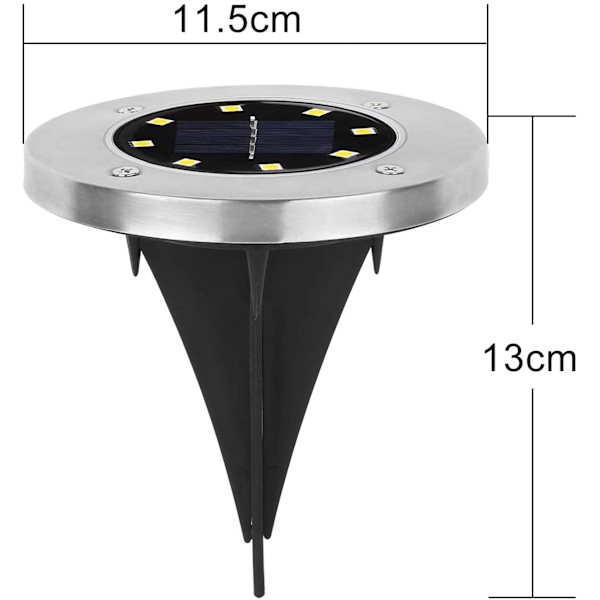 Hastighets 8 x LED solcellelampe innfelt gulvspotlight