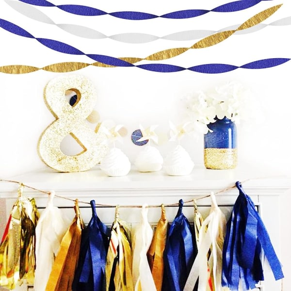 8 rullar Crepe Paper Streamers Paper Garland Blue