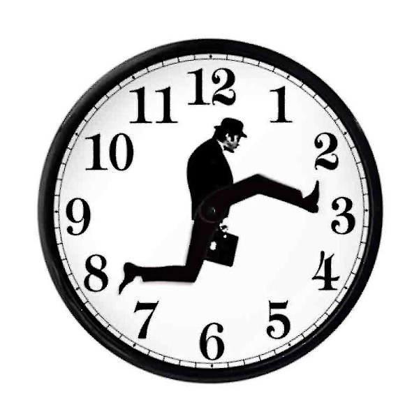 Ministry Of Silly Walk Seinäkello Hauska Hiljainen Mykkä Kellot Taidekoriste Black