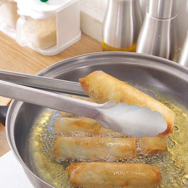 Kjøkken- og grilltang i rustfritt stål, 9\" og 12\" sett med 2 robuste tang med ergonomisk grep, svart
