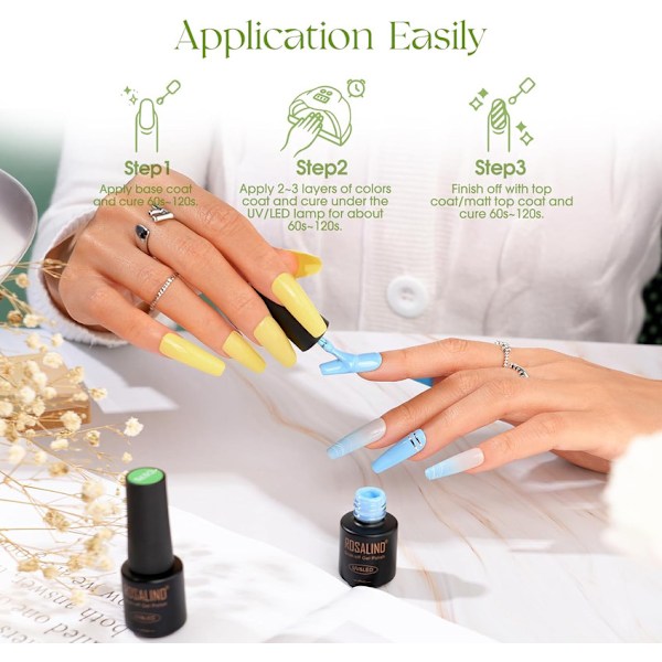 UV nagellack Pastell 6 färger för vår sommar