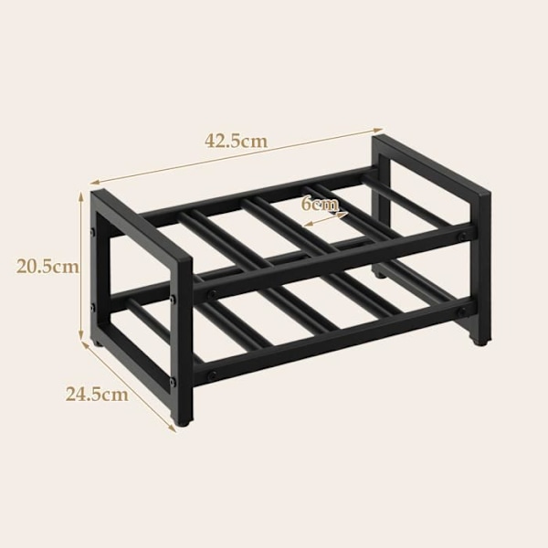 COSTWAY vinreol/vinholder i metall for 8 flasker, rustsikker overflate, 2-lags flaskeholder med justerbare føtter Black