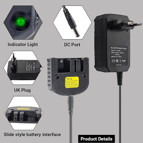 Kompatibel oplader til Black & Decker 9.6v 12v 14.4v 18v Nicad Nimh batteri Hpb18-ope Hpb18 Hpb14 Hpb12 Hpb96 244760-00 A1718 Fsb18