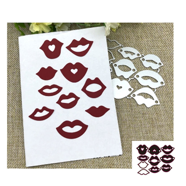 Rød leppe metall skjærende dør Scrapbooking Stencil Die Cuts Kort Embossing Diy Fotoalbum Mal