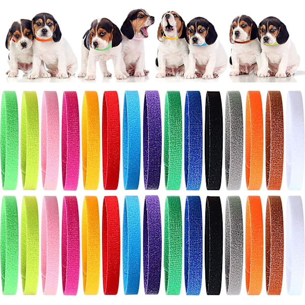 45 Pieces Puppy Collars, Double Sided Newborn Pet Identification Collars, 3 Sizes Adjustable Puppy Collars, Soft and Comfortable