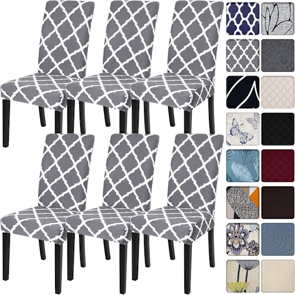 Matsalsstolsöverdrag Set om 6, Stretch Spandex Köksstol