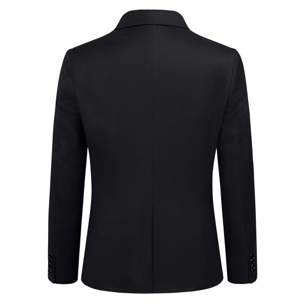 3-delad kostym för män Business Casual kostym byxor väst (svart-L storlek)