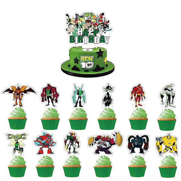 Xh Gifts Heminredning Födelsedagsfest Tillbehör Kit Ben 10 Tema Banner Ballonger Tårtdekorationer