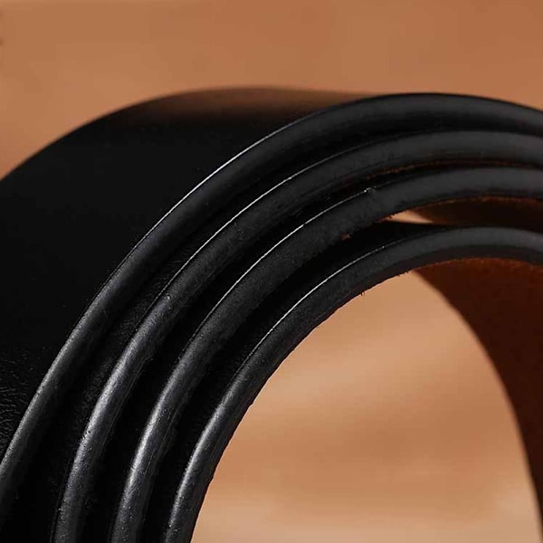 Äkta läderbälte utan spänne 02 Black 3.8cm