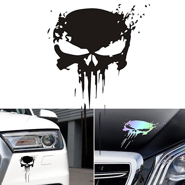 Molten Skull Skull Dekaler Paket med 2 enheter för bil eller motorcykel (svart)