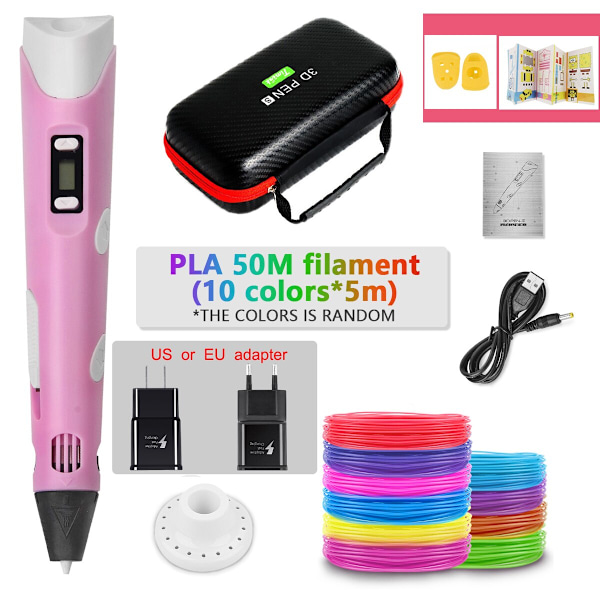 DIY 3D-penn for barn - 3D-utskrift, tegning, PLA-filament, morsom gave til bursdag og jul PLA Filament Pink-100M