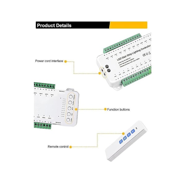 28-trinns trappelysstyring med fjernkontroll - Reaktiv belysning - Trappelys - Automatisk