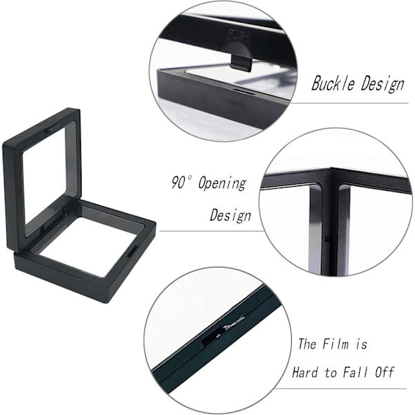 6 stk. 3D Flydende Monter, Smykkeorganisator til Displayboks, til Smykkedisplay (Sort)
