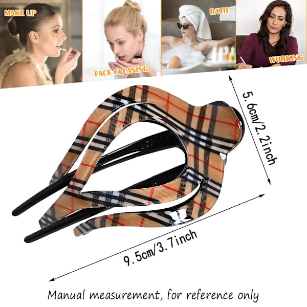 2 STK Hjerteformede Andenæbsklemmer Moderne Hestehale Hårklemmer Fancy Spænder til Kvinder Krøllet Hårtilbehør【HY】 Lattice