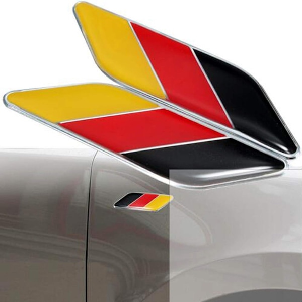 2 stk. 3D Tyskland Flag Bil Emblem Badge Bilmærkat Dekal Kofanger