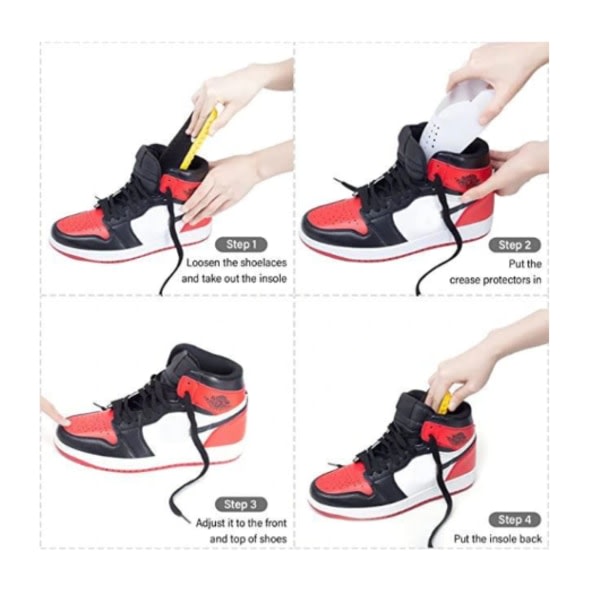 3-pack Anti-veck Skydd för Sneakers / Skoskydd - Håller formen på skor vit L