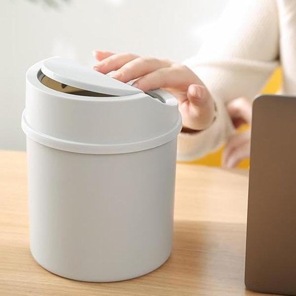 Liten Soptunna | Kreativa Mini Soptunnor med Lock, Soptunna för Köket, Sovrummet, Hemmet, Sminkbordet, Bilens Inredning Odavom