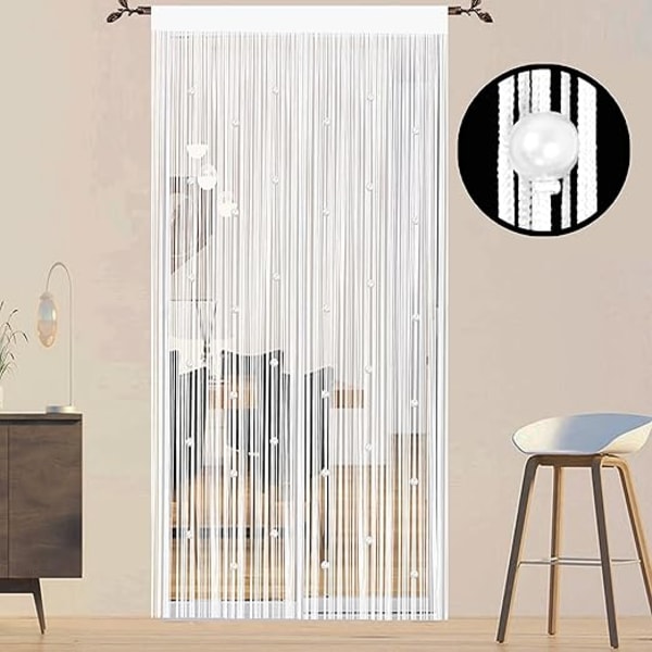 Helmiovi-verho (valkoinen 100 * 200cm), lentävillä verhoilla