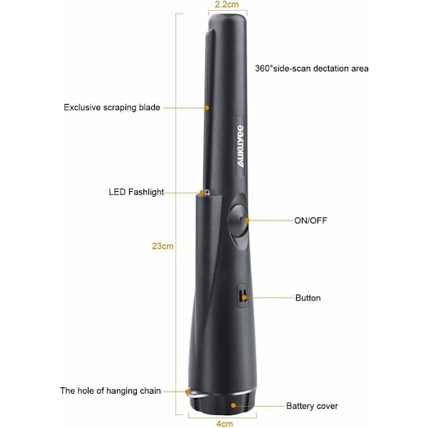 Professionell Metalldetektor Pinpointer Skattjaktverktyg Summer Vibration Bärbar Pinpointer med LED-indikatorer och Bälteshölster
