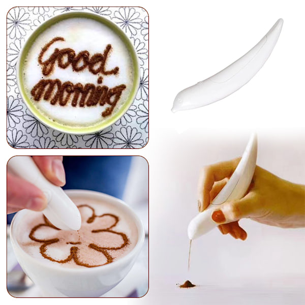 Kaffe-Skärpennor för att göra Latte Bärbar Kaffe Pulvermålningspenna för DIY-Kaka Bakning White