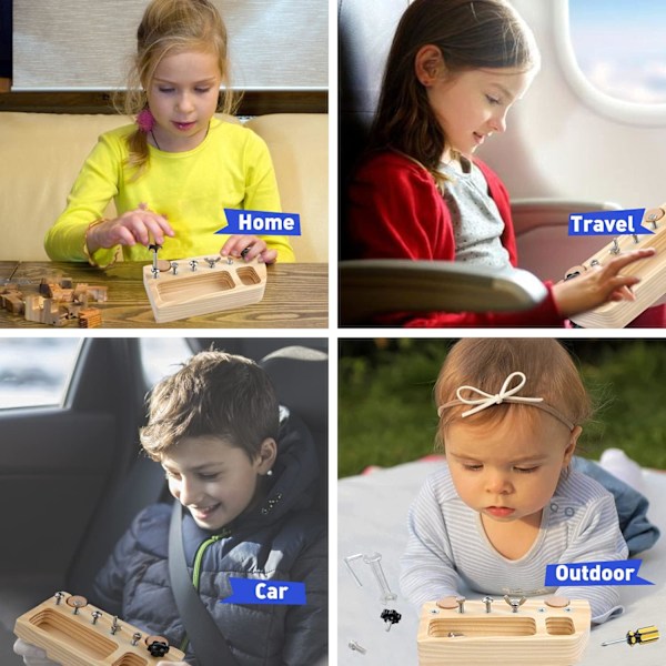 Montessori Skrutrekker for barn pedagogiske leker skrutbrett tre skrutbrett pedagogisk ferdighet leketøy tidlig utvikling og