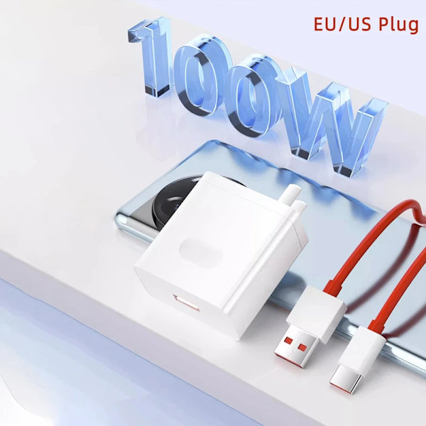 Original 100W SuperVOOC oplader til Oneplus, hurtig opladning US EU USB til nyt kabel til Oneplus 13r 12 11 10 13 Pro{qw} EU Charger and Cable