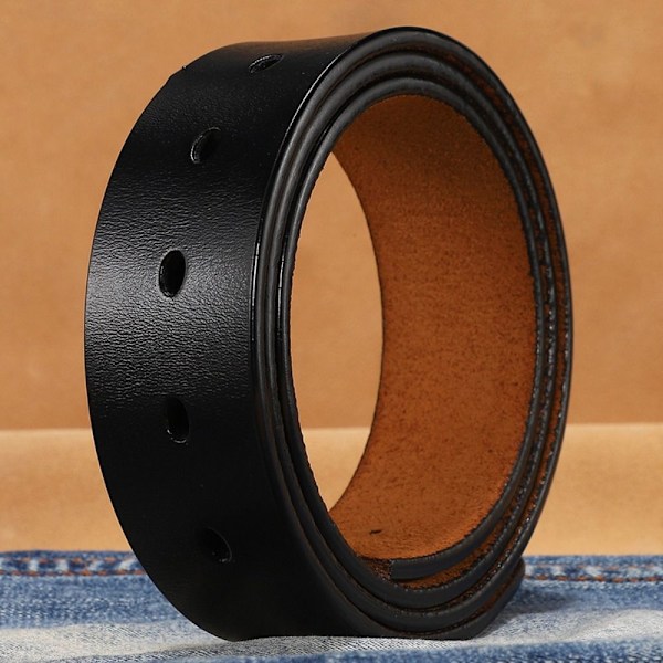 Aitoa nahkaa oleva vyö ilman solkea 03 Black 3.8cm