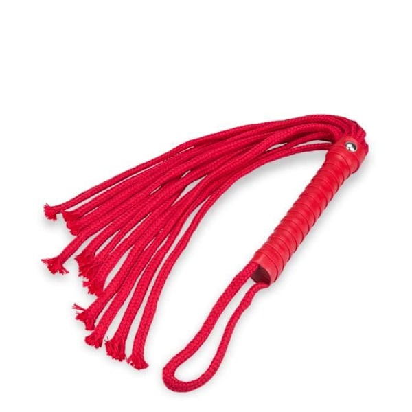 Red strapped flogger whip