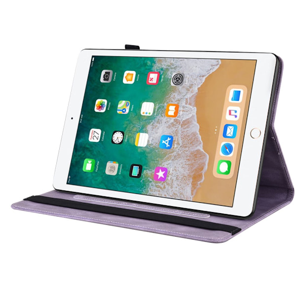 Nahkainen iPad 9.7 6. sukupolvi (2018) -kotelo, perhoset, violetti