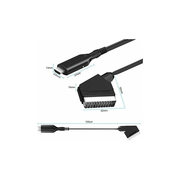 Scart til Hdmi-konverter Video Audio Adapter til Hdtv/dvd/set top