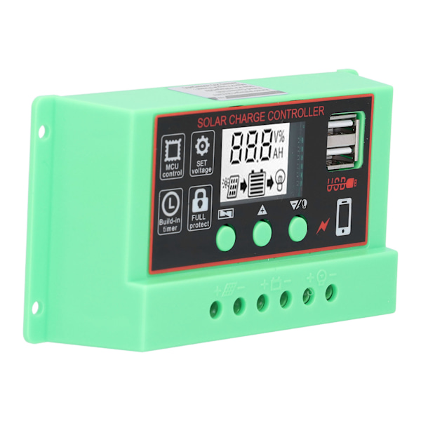 Solcellelader 12V/24V Solcellecontroller LCD-skjerm