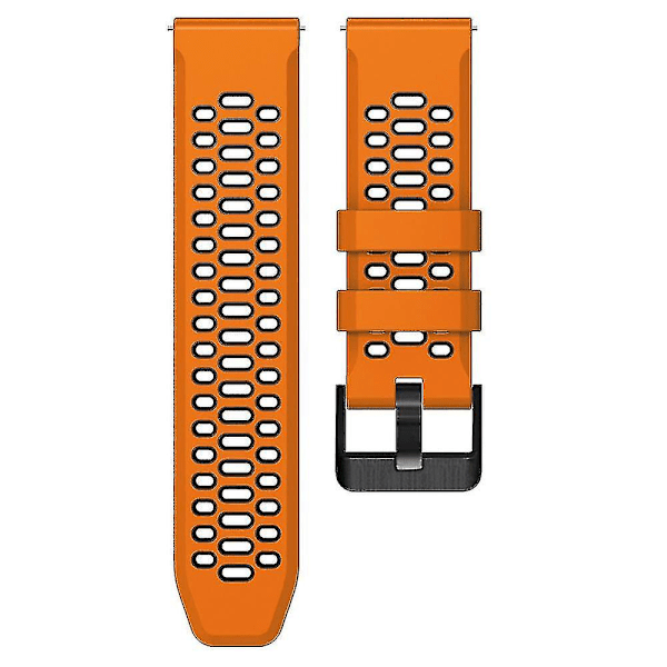 Dobbeltfarvet silikonerem til Suunto 7/9/9 Baro 24mm med multi-hul design hurtigudløser spænde armbånd Orange Black