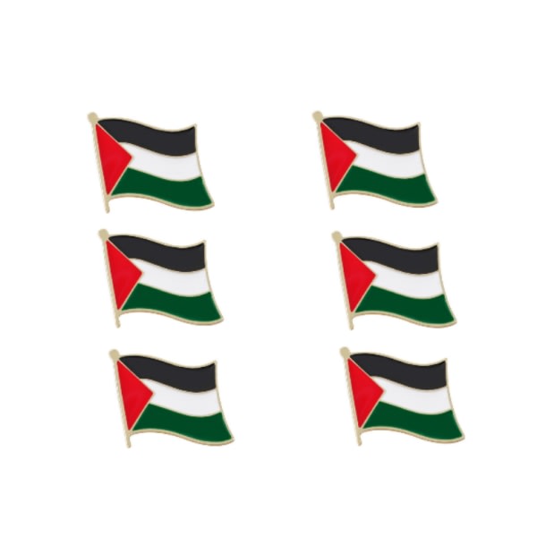 6 × Palestinas flagga - Reversnålar Bulk - Palestinsk nationell reversnål i metall