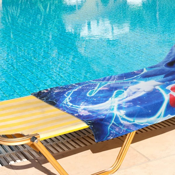 Sonic 3D Printet Badehåndklæde til Børn, Pool Håndklæde, Børne Badehåndklæde, Ultra Blødt, Super Absorberende, Holdbart