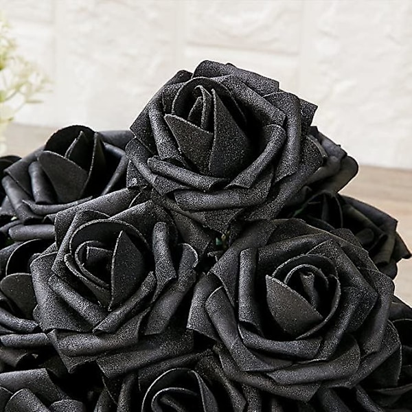 60 stk. sorte roser kunstige blomster, naturtro sorte blomster skum falske roser